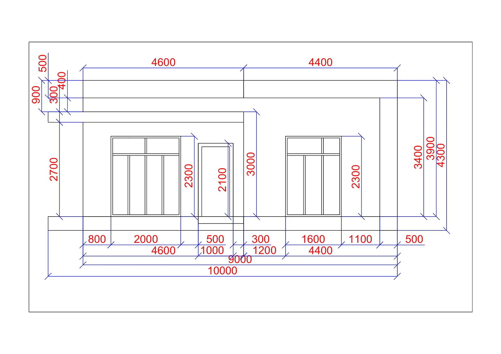 Venera Həyət Evi — Front dimensions
