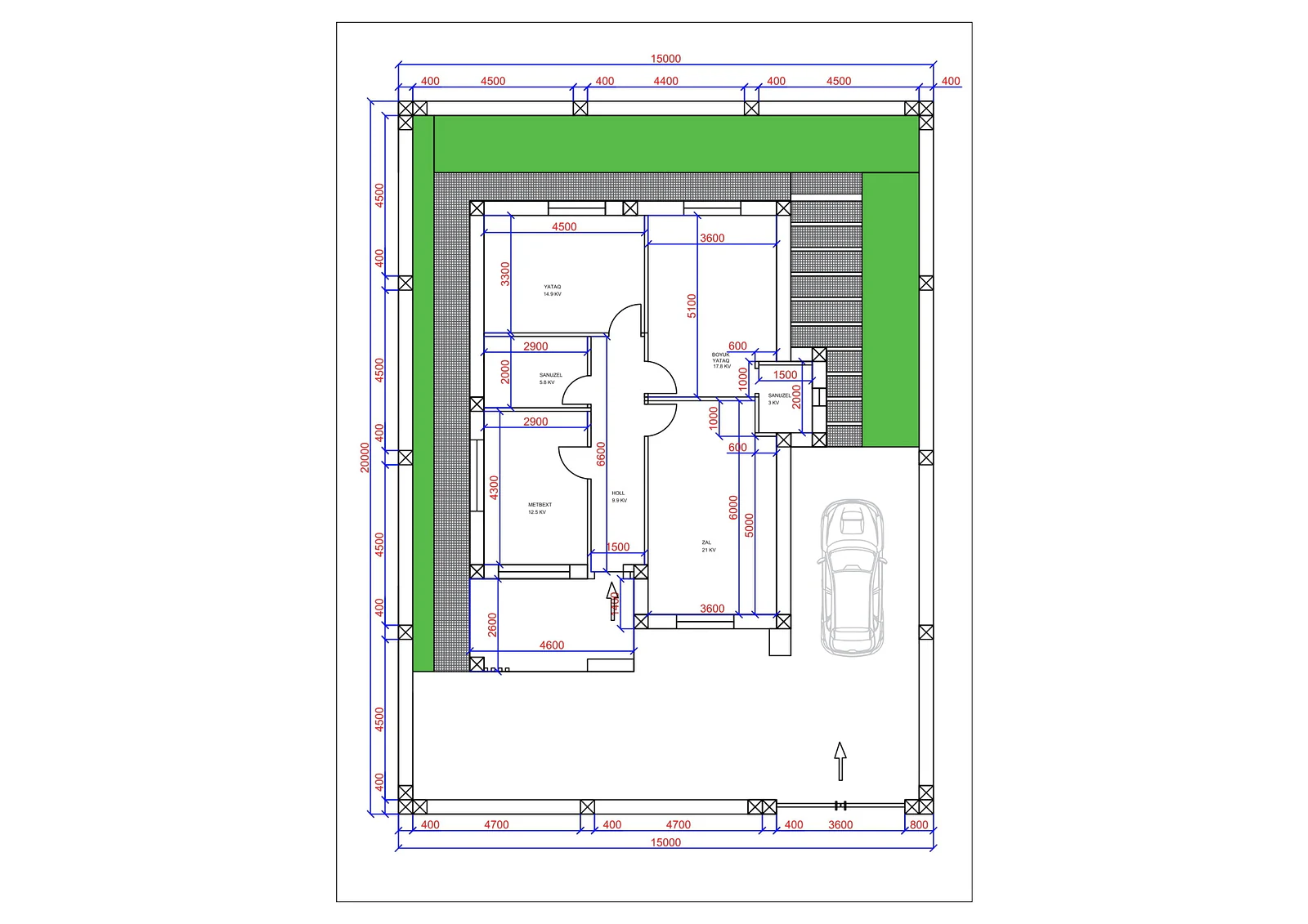 Venera Həyət Evi — Dimensions