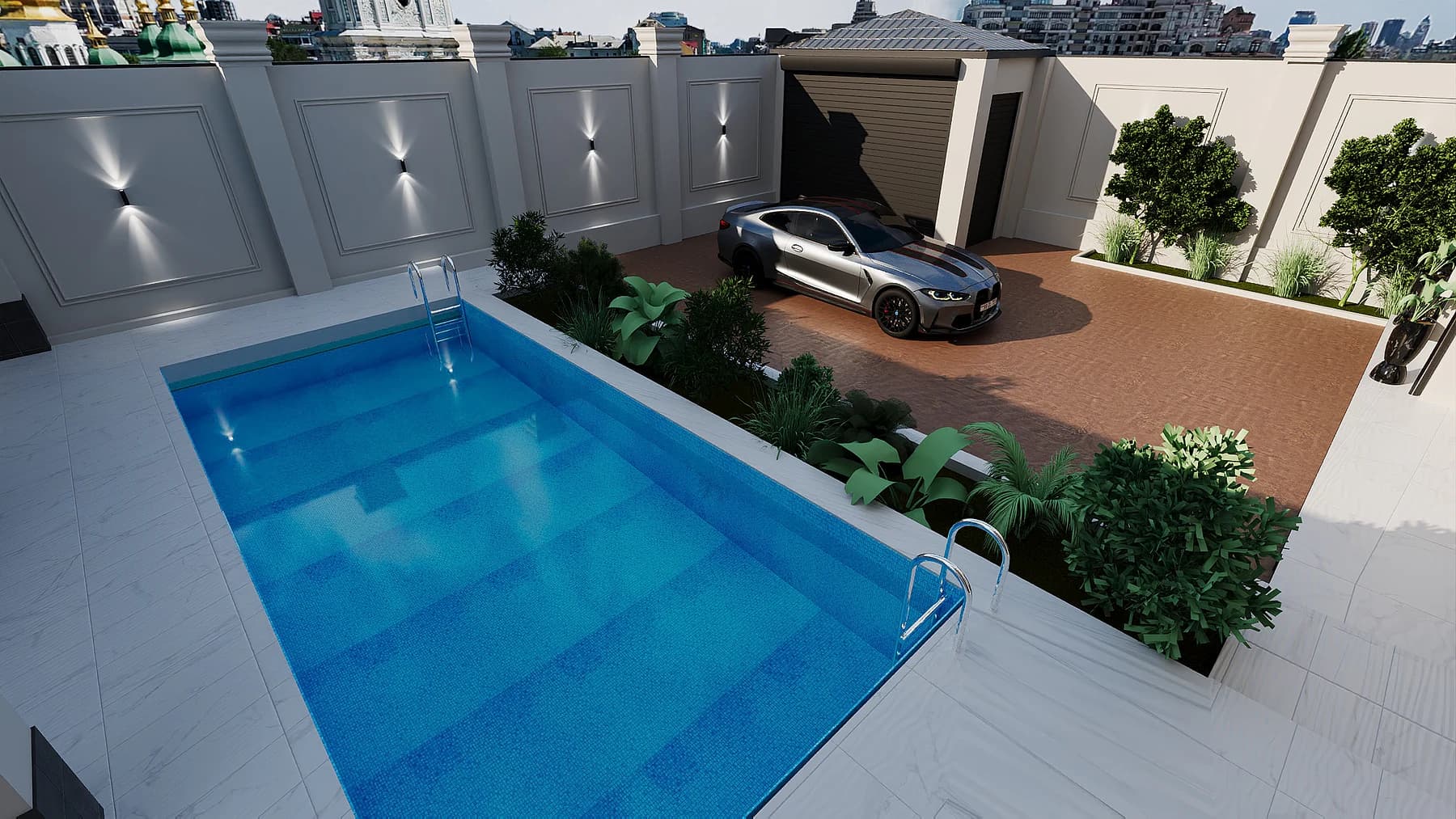 Villa Yeni Ağ Saray — Pool and yard